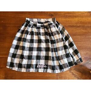 Barbie x Missguided, Check Pleated A-Line Skirt Black White Size 2